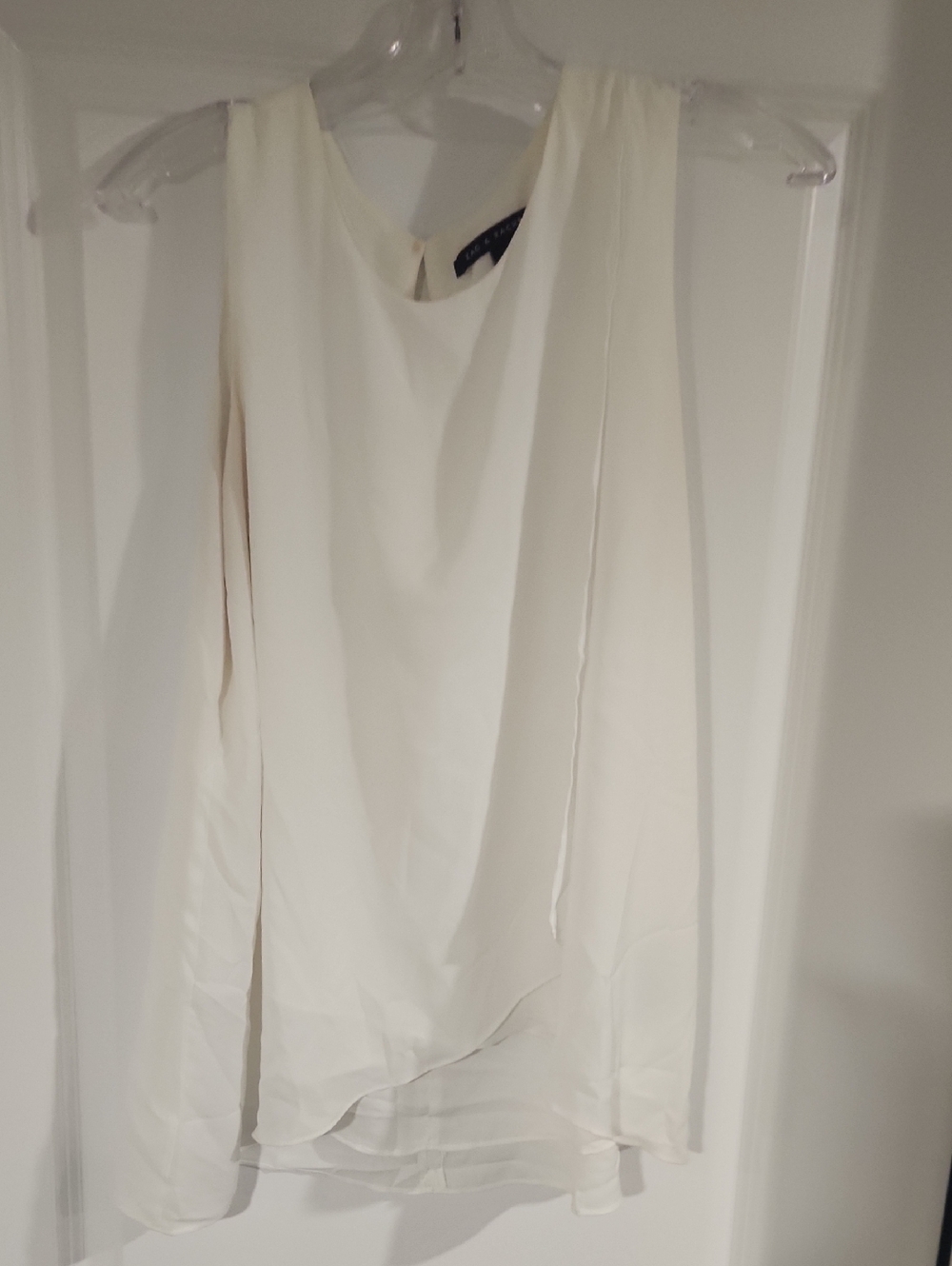 Zac & Rachel Cream Sleeveless Layered Chiffon Blouse